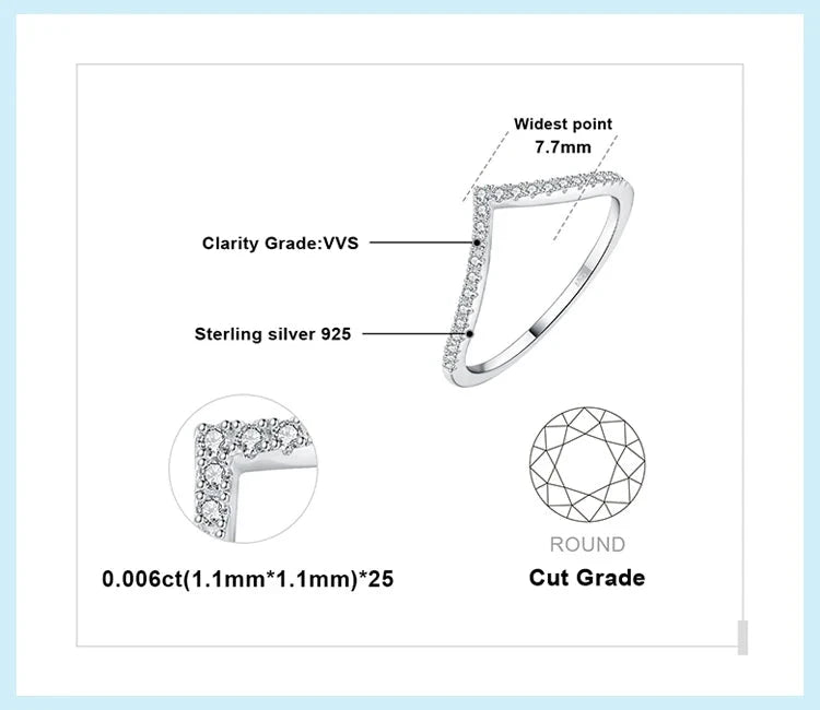 V-shaped ring with infinite shine