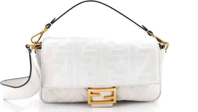 Embossed Leather Baguette Bag