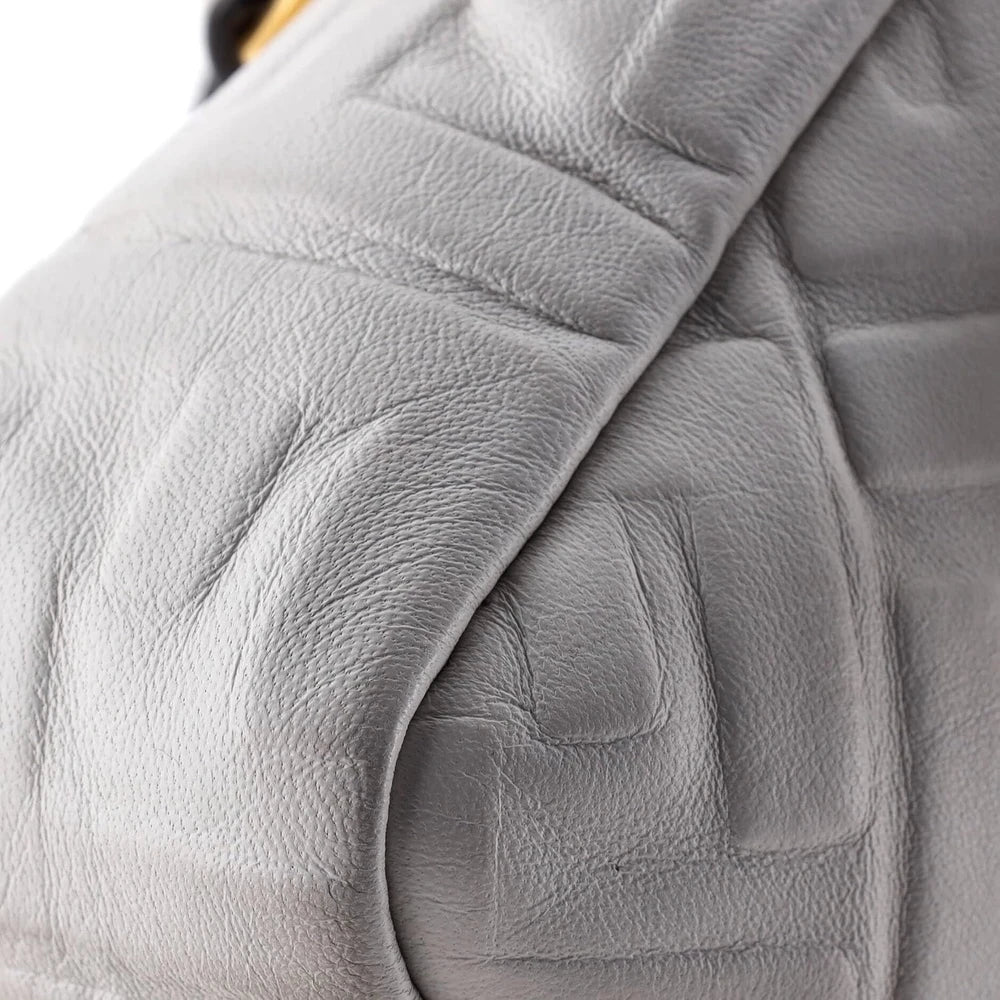Embossed Leather Baguette Bag