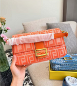 Embossed Leather Baguette Bag