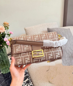 Embossed Leather Baguette Bag