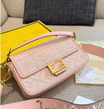 Embossed Leather Baguette Bag