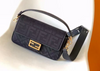 Embossed Leather Baguette Bag