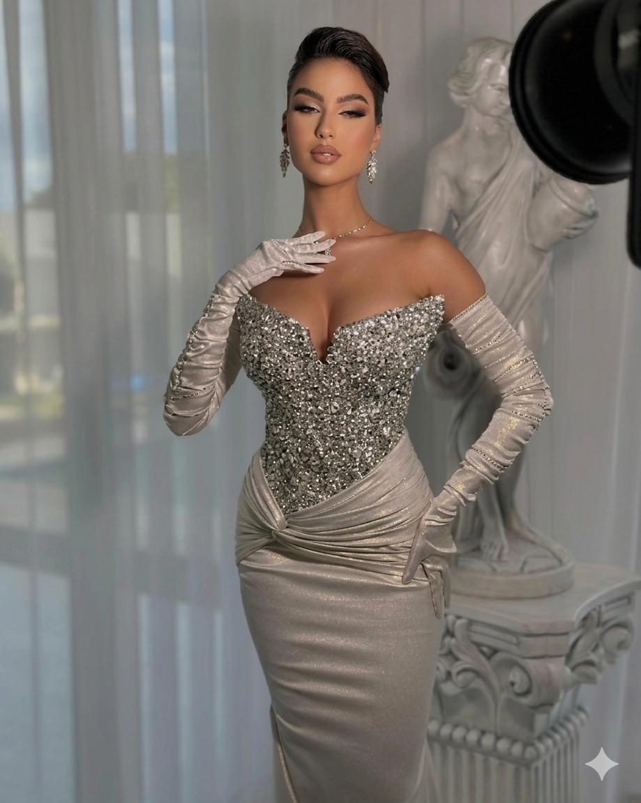 Celestial Satin Mermaid Gown Dress