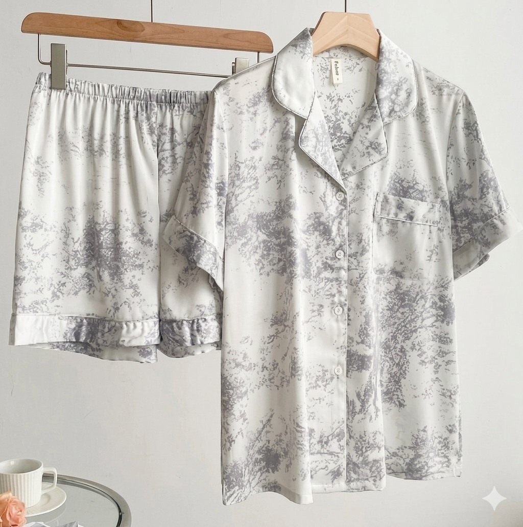 Midnight Bloom Satin Set