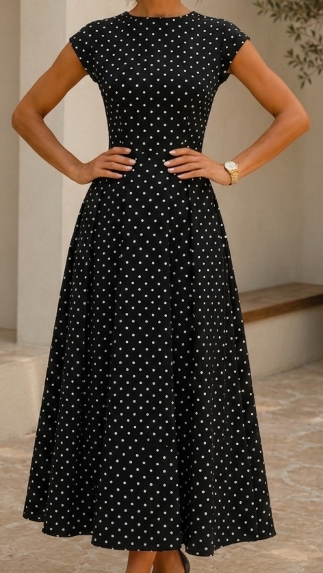 Midnight Dot Maxi Dress