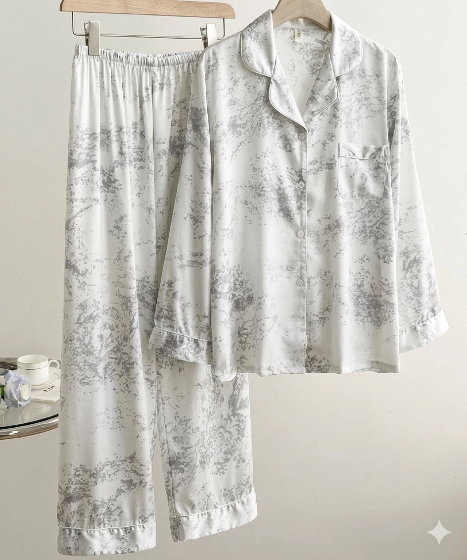 Midnight Bloom Satin Set