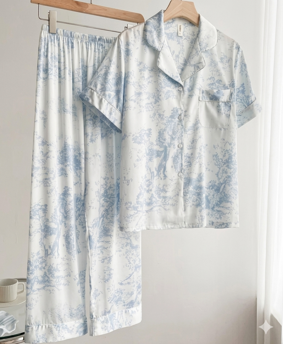 Midnight Bloom Satin Set
