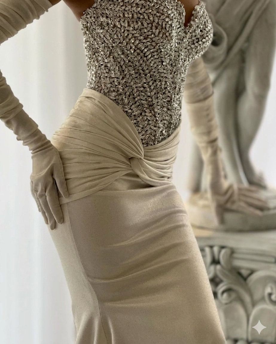 Celestial Satin Mermaid Gown Dress