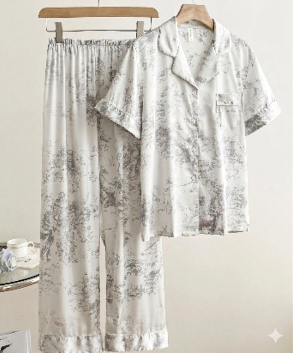 Midnight Bloom Satin Set