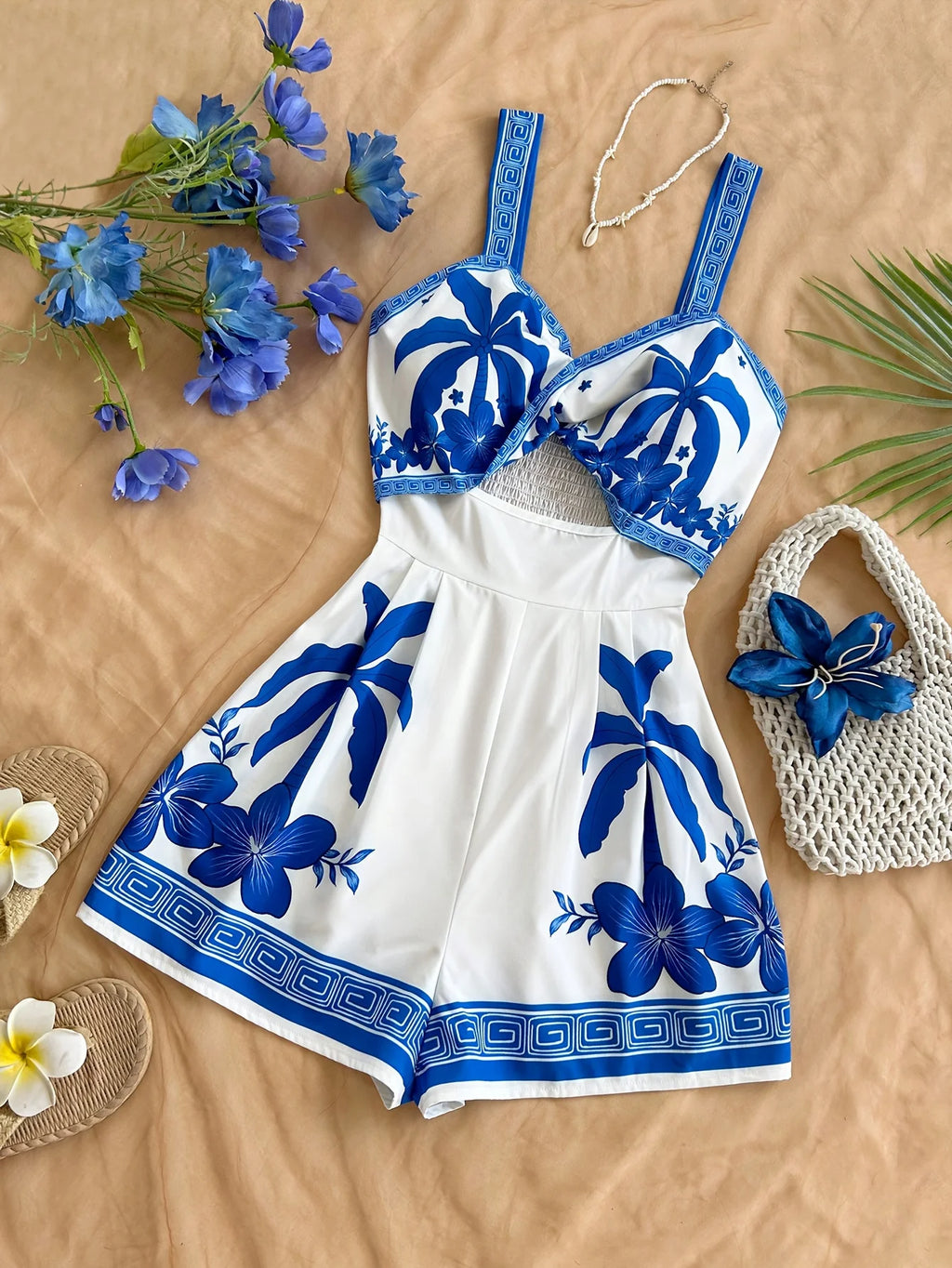 Azure Hollow-Out Jumpsuit