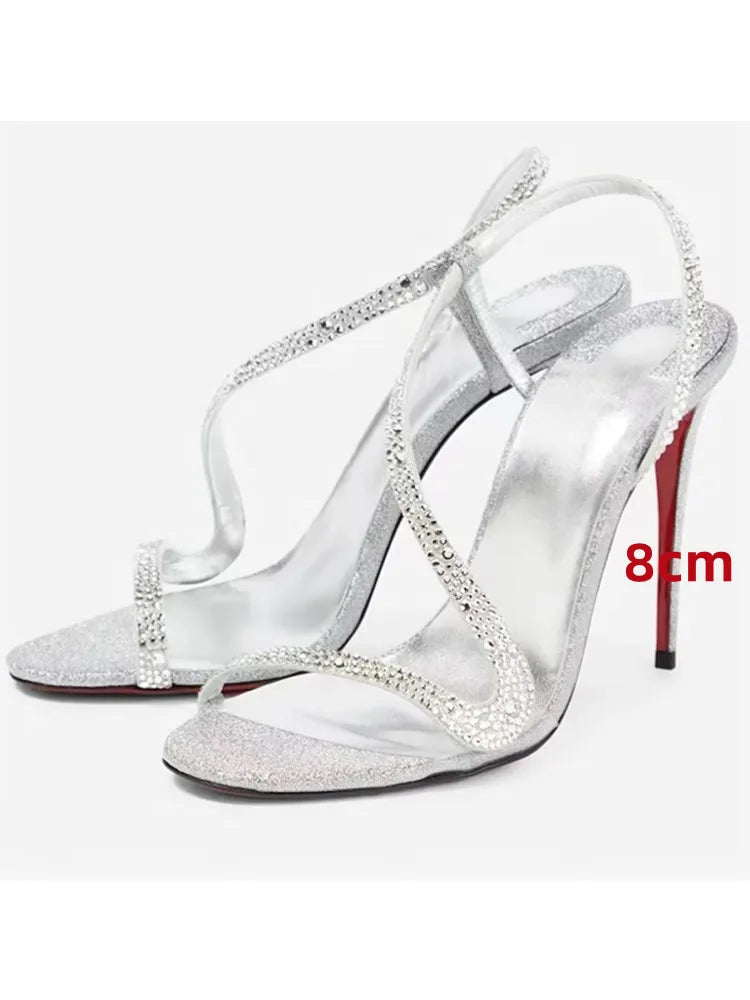 Sexy high-heeled sandals with snake laces