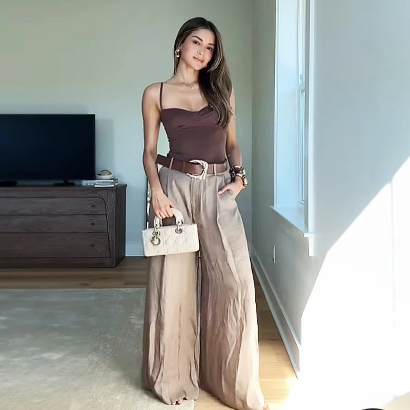 Ivory Horizon Wide-Leg Pants