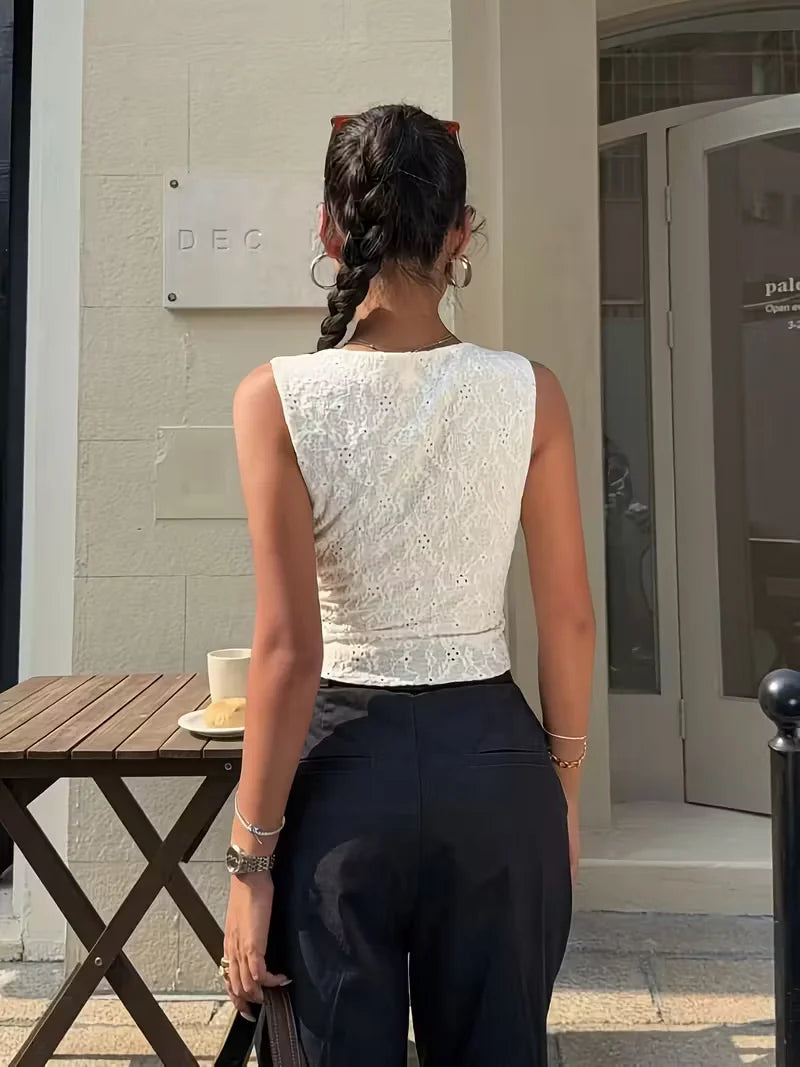Cyber-Chic Hollow Tank Top