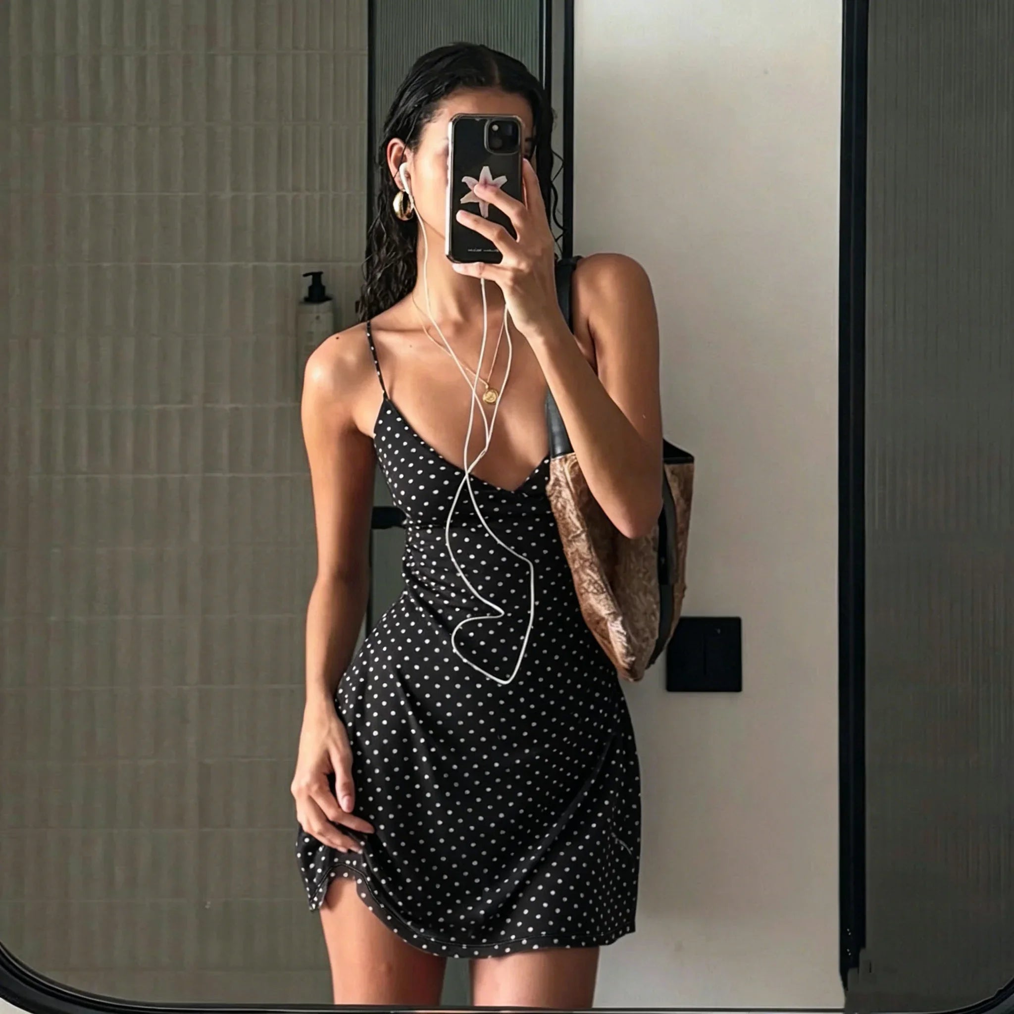 Chic Dot Print Sleeveless Dress