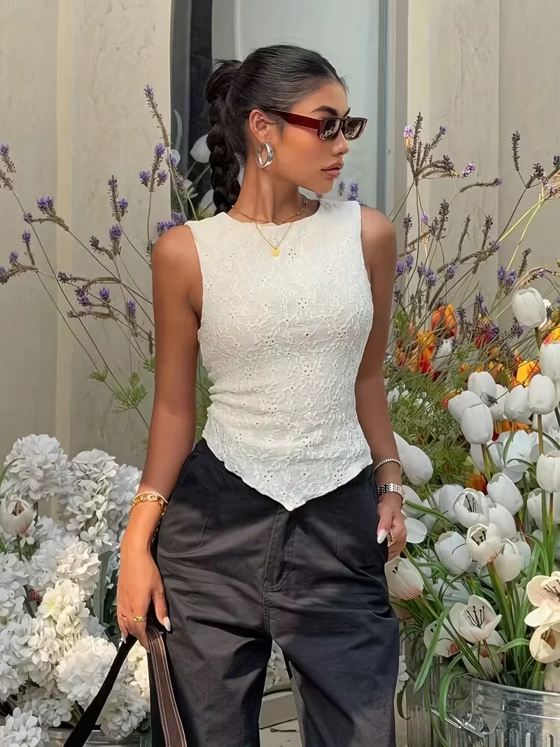 Cyber-Chic Hollow Tank Top