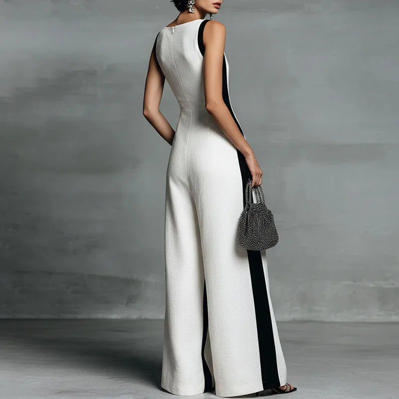 Obsidian Stripe Hollow-Out Jumpsuit