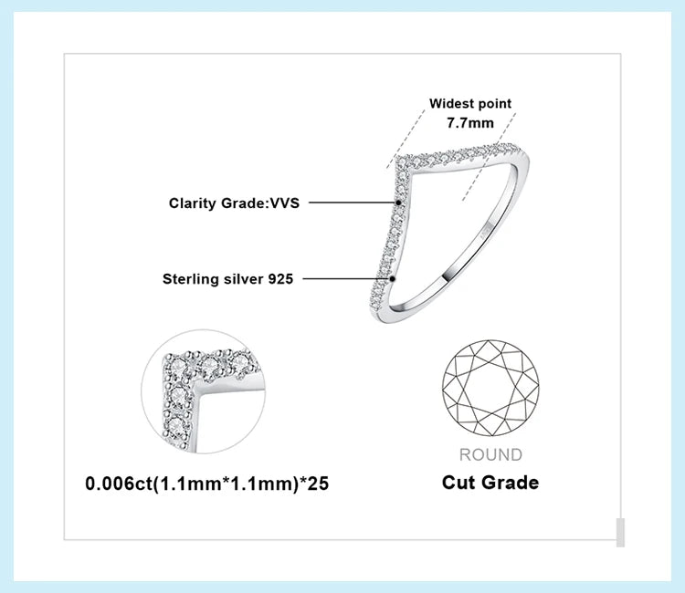 V-shaped ring with infinite shine