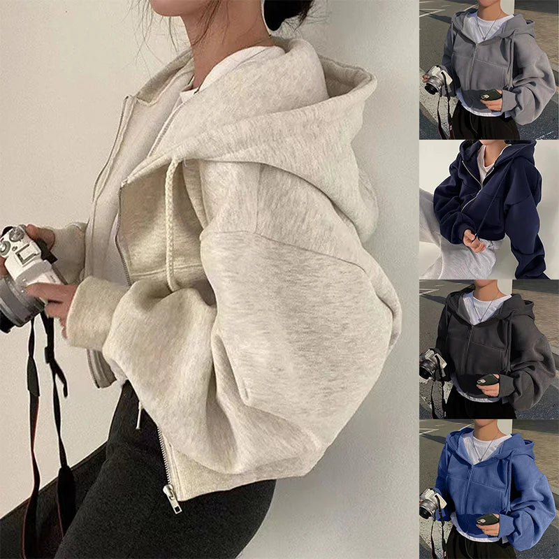 Hooded Sweatshirt Versatile Cropped