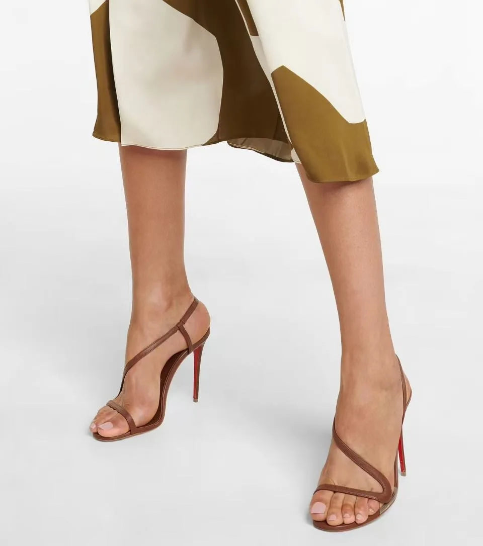 Sexy high-heeled sandals with snake laces