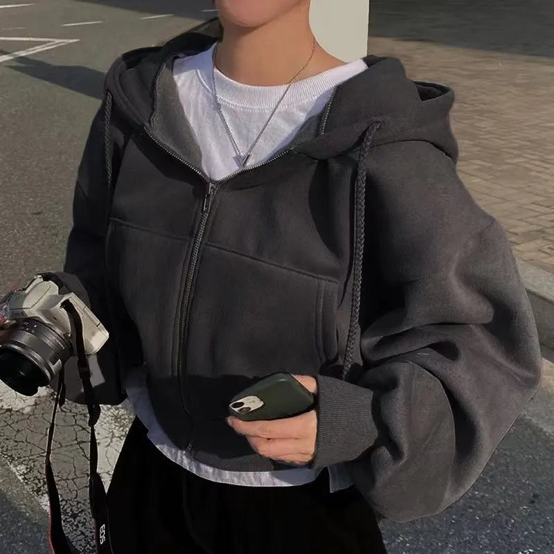 Hooded Sweatshirt Versatile Cropped
