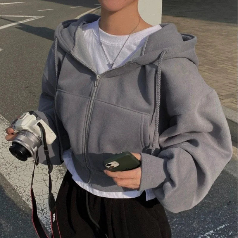Hooded Sweatshirt Versatile Cropped