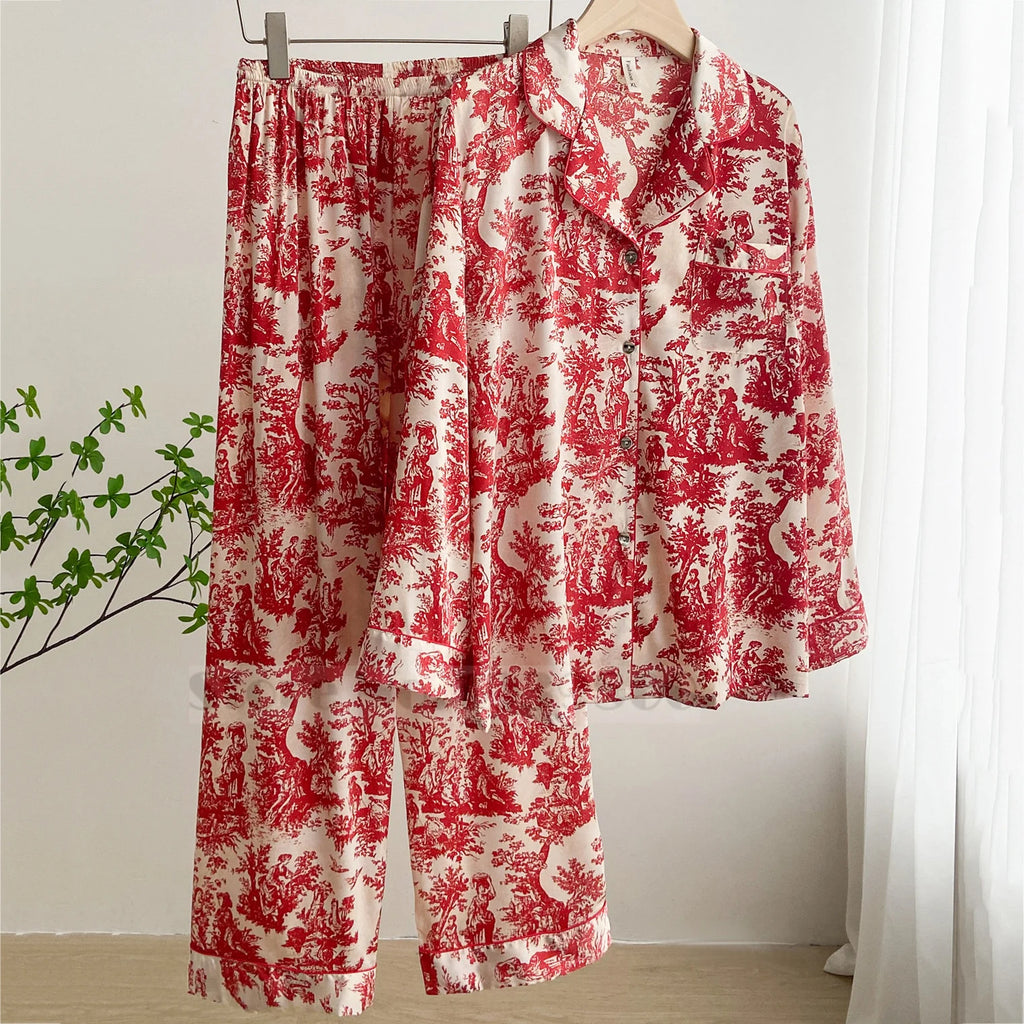 Midnight Bloom Satin Set