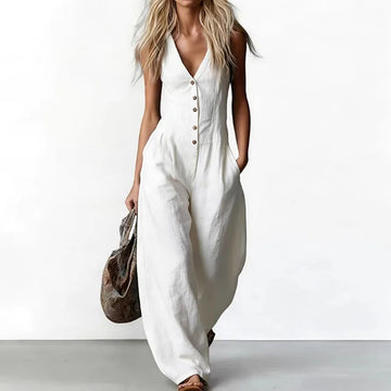 Ethereal Linen Wide-Leg Jumpsuit