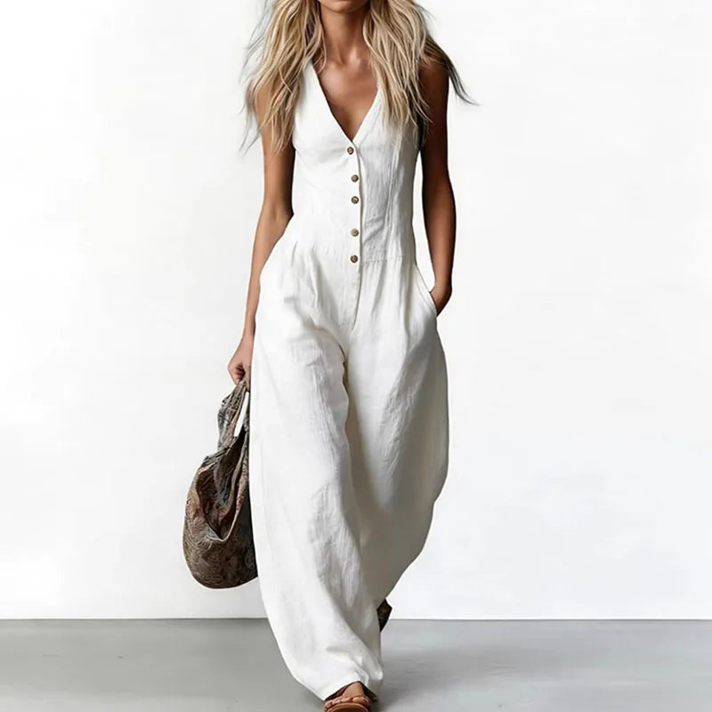 Ethereal Linen Wide-Leg Jumpsuit