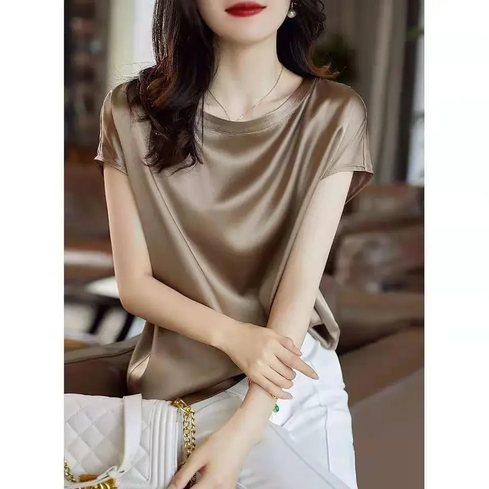 Satin Lustre Blouse Tee