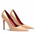 High-heeled shoes with rhinestone soles.