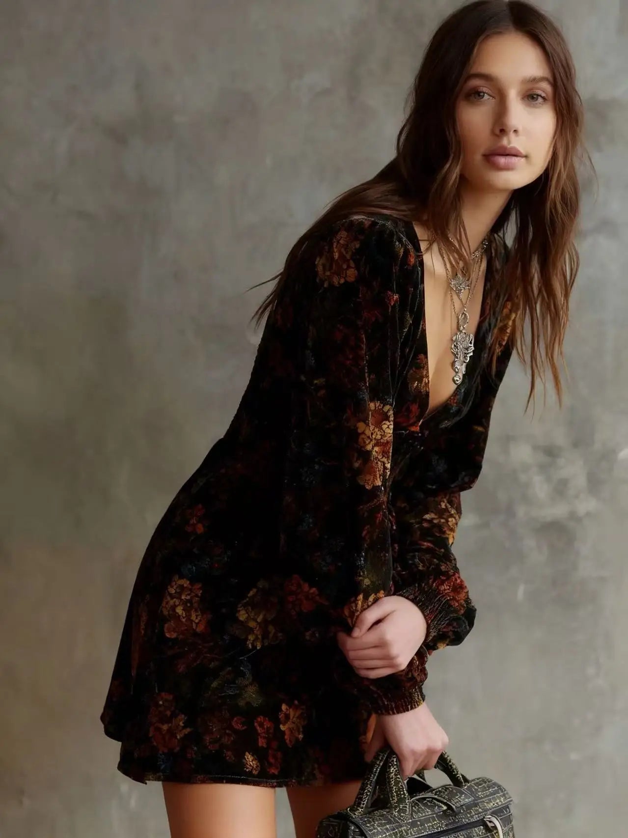 Velvet Flora Mini Dress