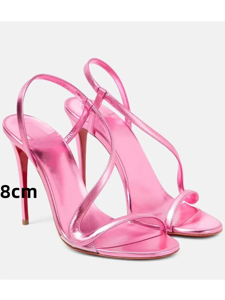 Sexy high-heeled sandals with snake laces