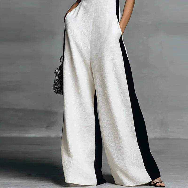 Obsidian Stripe Hollow-Out Jumpsuit