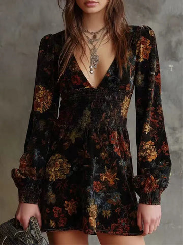 Velvet Flora Mini Dress