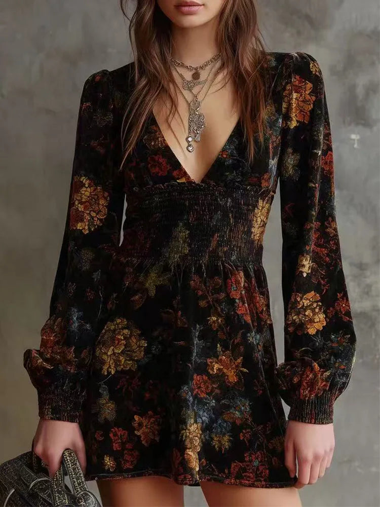 Velvet Flora Mini Dress