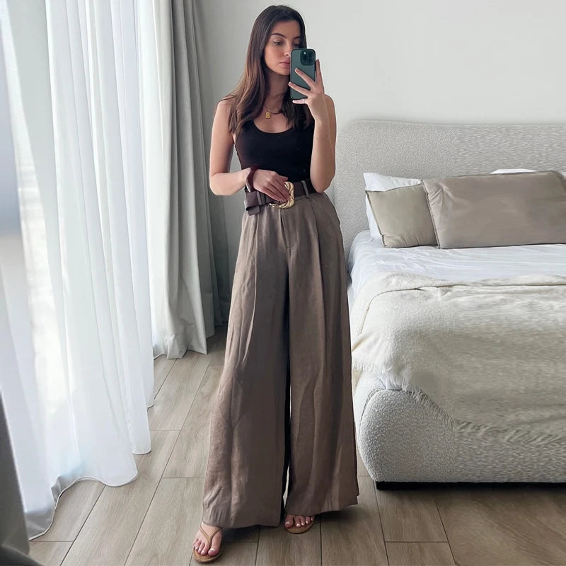 Ivory Horizon Wide-Leg Pants